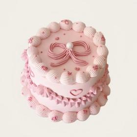 粉色蝴蝶结蛋糕