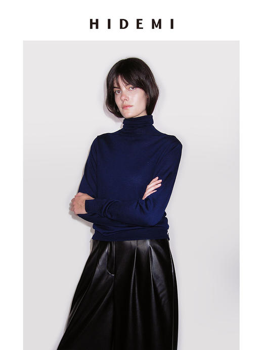 HIDEMI 秋冬叠穿必备 美利奴羊毛薄款高领打底 商品图6