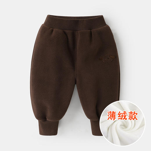 【弹力松紧裤腰，卡通动物绣花】婴儿奥粒绒裤子 加厚秋冬一体绒长裤 加绒男女宝宝 中小儿童休闲裤-QQ 商品图6