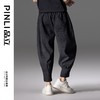 PINLI品立春夏新款暗纹束脚九分裤男士潮牌时尚宽松休闲裤子B242117150 商品缩略图2