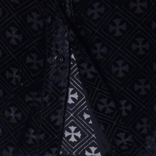 CS156新款时尚潮流个性十字印花男士衬衫百搭休闲长袖宽松经典 商品图3