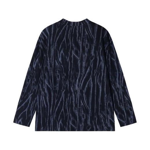 T1851新版时尚个性肌理纹晕染圆领套头长袖T恤休闲百搭潮流上衣 商品图4