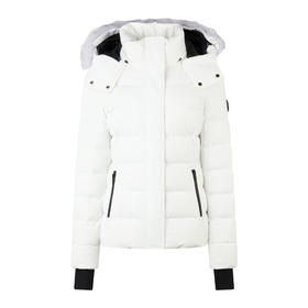 MOOSE KNUCKLES 女士金属驼鹿指节徽标绗缝连帽羽绒服 白色 M34LJ136S 1007