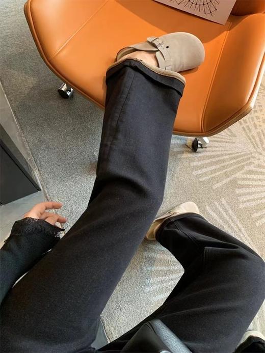 老米优品🎈3-5天！薄绒款！防褪色工艺《复古撞色设计植绒窄版直筒牛仔裤》柔软，微弹，温暖，bai搭！K241121B 商品图10