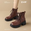 ZHR则则真皮厚底马丁靴2024新款ins时尚百搭英伦短靴加绒显瘦女靴 商品缩略图8
