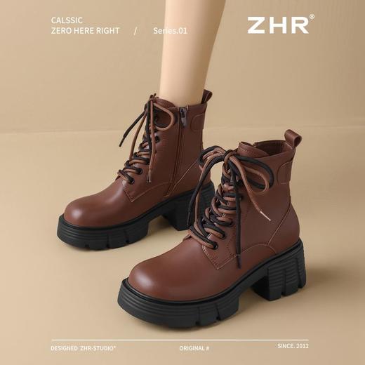 ZHR则则真皮厚底马丁靴2024新款ins时尚百搭英伦短靴加绒显瘦女靴 商品图8