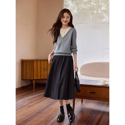 【专属特价】熙世界假两件毛衣女秋冬2025新款时尚洋气半高领拼接针织打底衫 商品图4