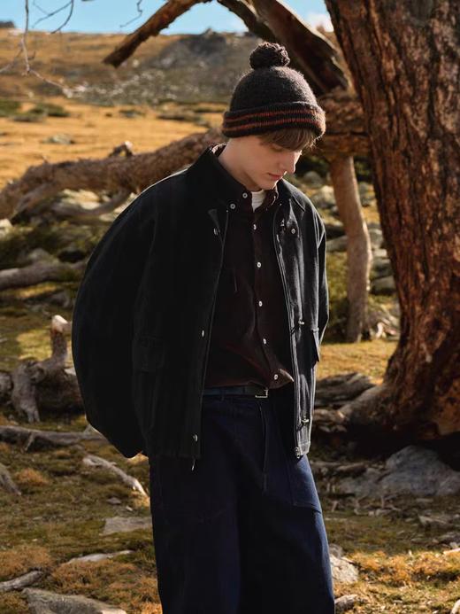 Evistub/E-4DWT906/暗纹刷毛灯芯绒复古龙虾扣保暖绗线夹克 商品图3