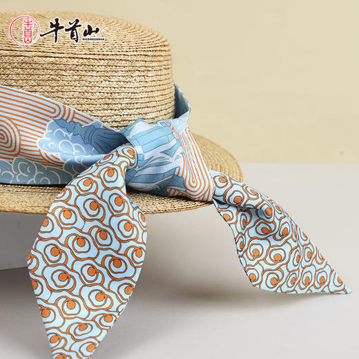 牛首山万事利联名禅境山水双面印花方巾敦煌风绸丝巾方巾复古优雅 商品图4