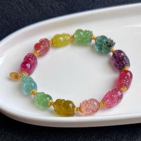 8mm单圈貔貅碧玺手链