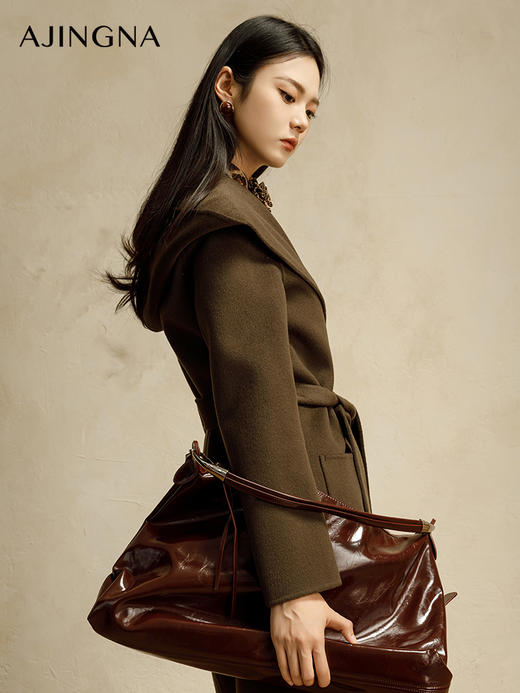 【商场同款】阿菁娜2025冬季新款新色长款慵懒大衣A30D211015 商品图2