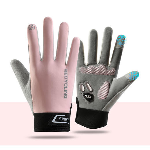 冬季加绒保暖夜间反光防风气垫防滑触屏全指A2男女骑行运动手套 商品图7