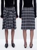 出逃赤岗西/24AWQ87/设计感假两件西装格纹绑袖低腰半身包臀A字中裙 商品缩略图0