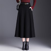 MYX-KYL-99865-L显瘦黑色时尚A字裙过膝毛呢大摆裙2024年冬款长款高腰洋气半身裙 商品缩略图1