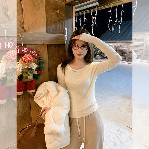 <曾小咸推荐>领口镂空毛衣修身打底衫 日常139.99/件 立减80 秒杀59.99件！！ 商品图2