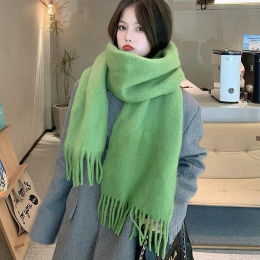 【软软糯糯】韩版格子女韩系甜美保暖提花粉秋冬柔软流苏粉色格子围巾围脖。ry 商品图10