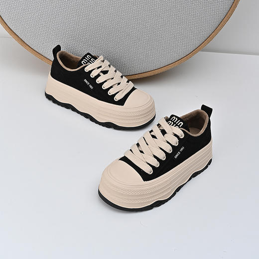 经典鲨2024冬季新款韩版百搭圆头加绒系带平底休闲鞋板鞋女KW316-D58051 商品图6