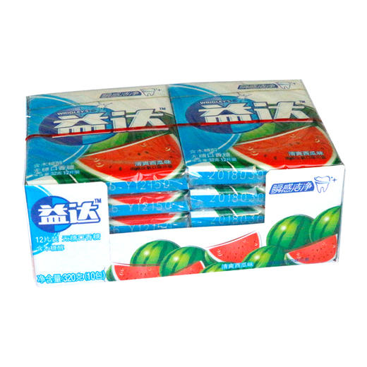 益达含木糖醇无糖口香糖清爽西瓜味12片装32g*10包 商品图1