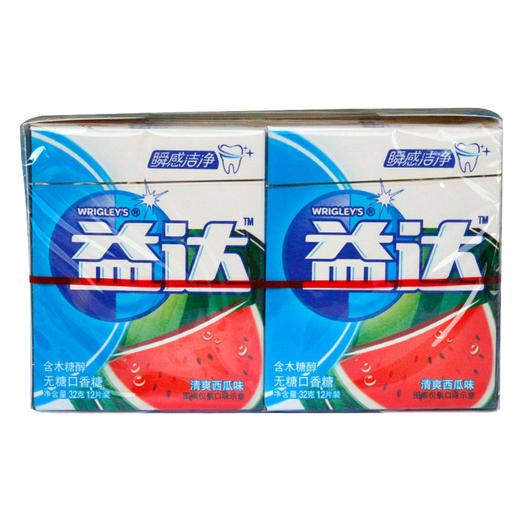 益达含木糖醇无糖口香糖清爽西瓜味12片装32g*10包 商品图0