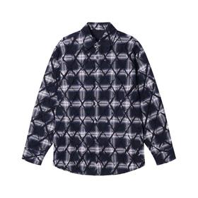 5438622新款港风菱形格流苏长袖衬衫潮牌时尚休闲宽松经典衬衣