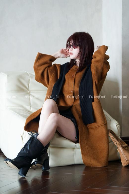 【门店同款】ENJOY冬季柔韧与共可拆卸针织连帽大衣 159874471 商品图2