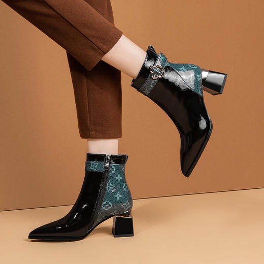 【预售5天】优雅气质时装靴，金属扣拼色时尚短靴XME&W6588 商品图4