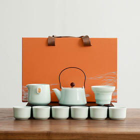 【哥窑提梁壶功夫茶具套装】家用陶瓷泡茶壶茶杯 送朋友长辈活动伴手礼品