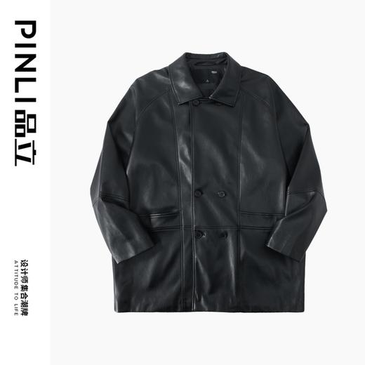 PINLI品立秋冬新款男士机车风PU皮衣休闲茄克外套雅痞上衣潮B252104056 商品图4