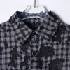 CS198秋季新款美式复古蕾丝镂空格纹格子休闲宽松衬衫长袖透气 商品缩略图2