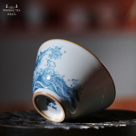 问鼎汝瓷鼎峰柴窑天青淳和杯（鱼戏海波） 商品图2