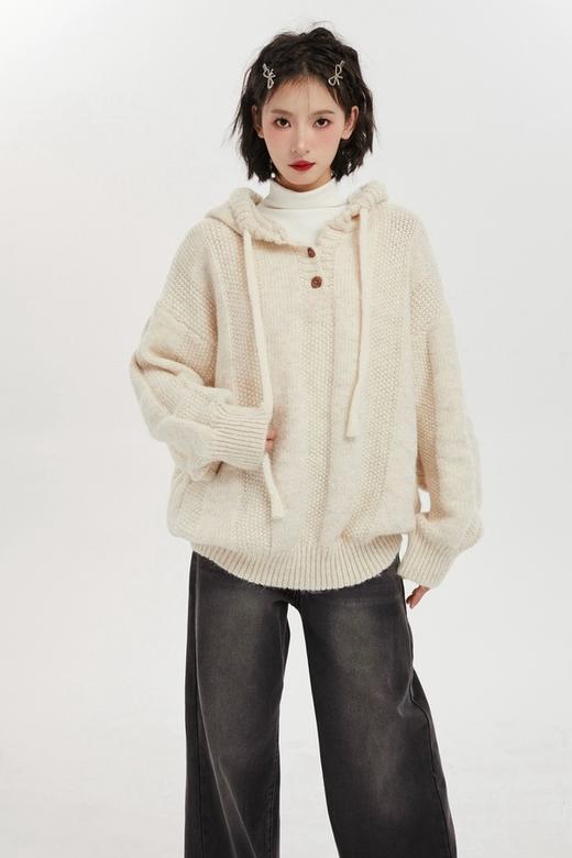 LNNNS 韩式慵懒连帽针织上衣 19622 商品图4