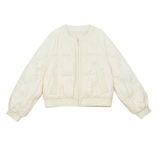 谜底白色羽绒服女2024冬新品休闲百搭简约圆领短款鸭绒244MY1535 商品图4