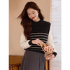 【专属特价】熙世界假两件黑白条纹毛衣女秋冬2025新款套头宽松圆领打底针织衫 商品缩略图2