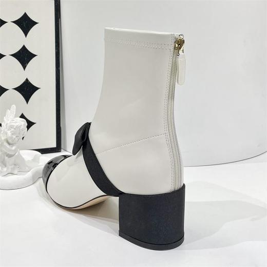 【顺丰包邮】80553 洛诗琳秋冬新款小香设计感蝴蝶结羊皮中跟短靴8919 商品图4