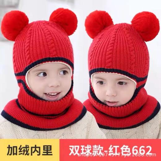 【口罩 帽子 围巾一体帽！一帽搞定】冬季男女童宝宝帽子口罩围脖一体加绒加厚保暖毛线帽针织帽棉帽，立体有型，不易掉毛。ry 商品图4