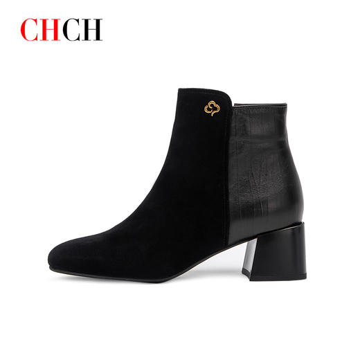 CHCH平衡鞋2024秋冬新品羊皮绒面粗跟百搭时尚女靴CO2B6091 商品图1