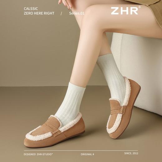 ZHR加绒勃肯鞋女2024新款特厚防冻棉鞋一脚蹬毛毛鞋ins乐福鞋外穿 商品图7