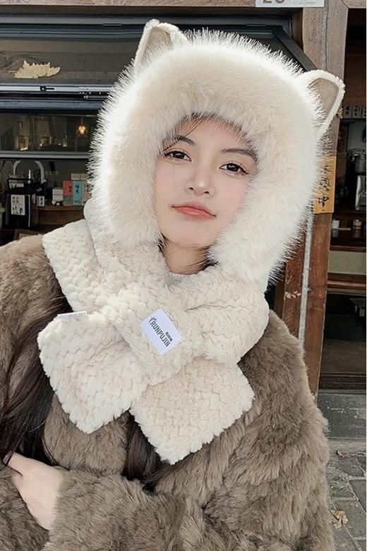 Say Something 可爱保暖围脖毛绒帽 19905 商品图0