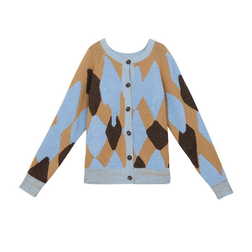 谜底圆领针织开衫女2024冬新品复古风百搭短款加厚毛衣244MZ1883 商品图4