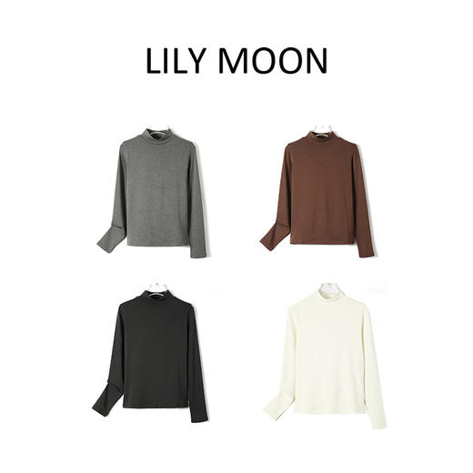 LILYMOON 醋酸德绒半高领保暖打底衫百搭发热保暖修身显瘦老钱风 商品图0