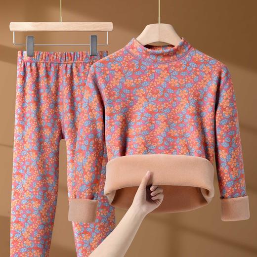 冬季女士【半高领碎花保暖内衣套装】加绒加厚 中老年防寒中领秋衣秋裤  商品图1
