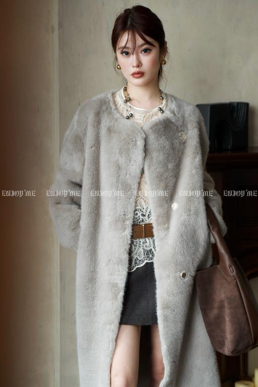 【门店同款】ENJOY冬季自由意志斜门襟长款毛外套 159945356 商品图2