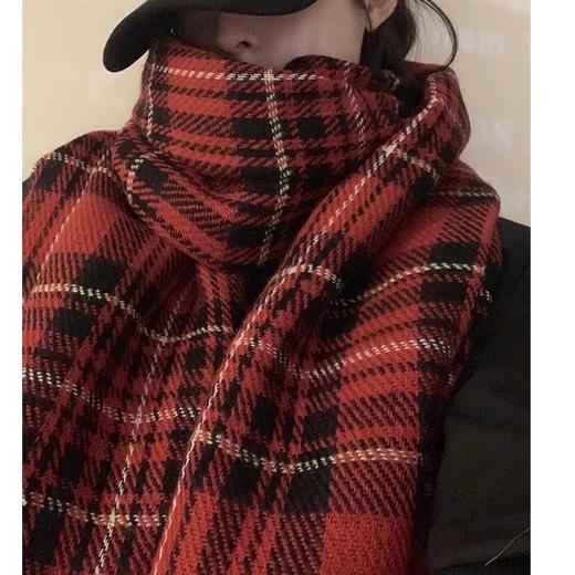 【柔软舒适！呵护颈部温暖】复古红色围巾新款彩虹围巾女秋冬韩版外搭软糯网红保暖围脖长款围巾馨帮帮格子。ry 商品图1
