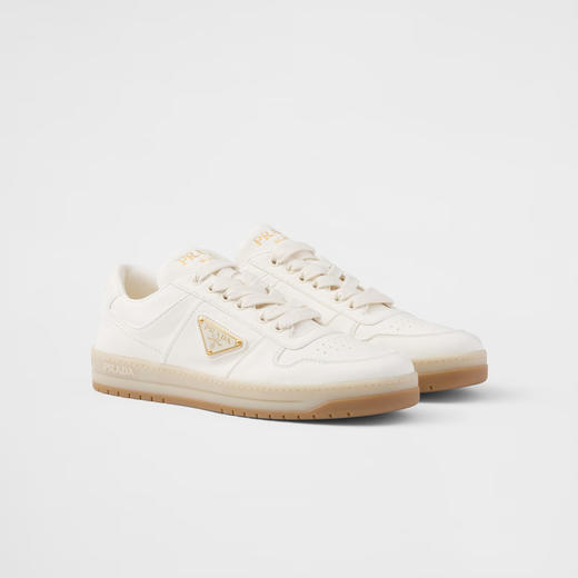 PRADA 普拉达 女士珐琅金属三角形徽标 Downtown 皮革休闲运动鞋 白色 1E792M 038 F0304 商品图1