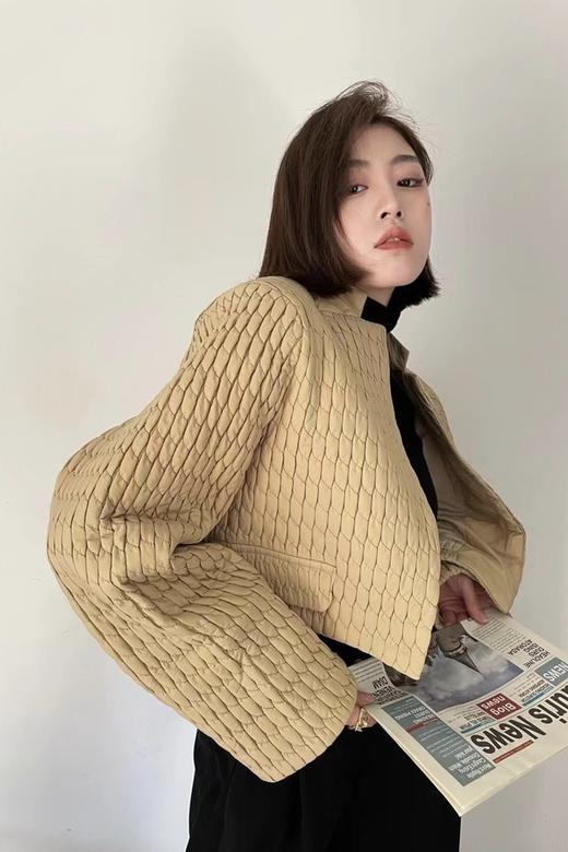 Kai & Kiera 淡黄色加厚无领夹克外套 15617 商品图1