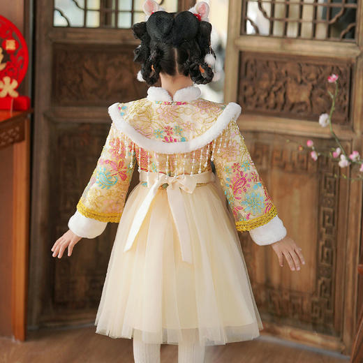 ST-HP366R女童唐装连衣裙2024新款冬季儿童加厚喜庆拜年服小女孩洋气公主裙 商品图3
