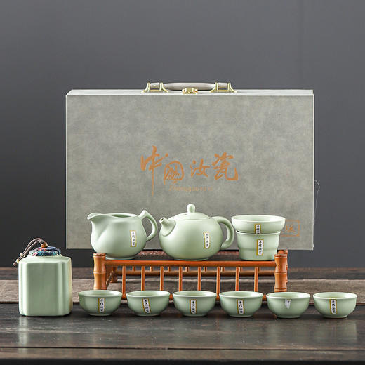 【汝窑茶具套装】礼盒茶壶盖碗 功夫茶具 送长辈礼品  伴手礼礼盒 商品图1