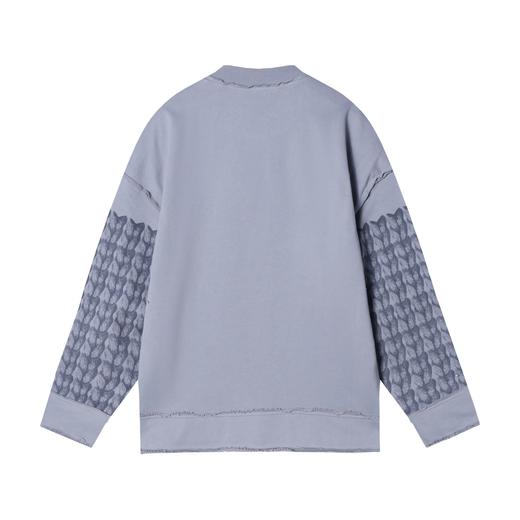 83102秋冬季新款潮流宽松百搭复古磨破工艺圆领休闲时尚长袖简约上衣 商品图5