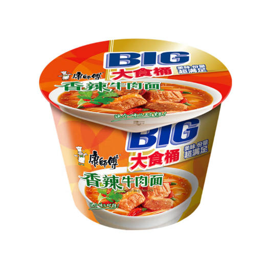 康师傅大食桶香辣牛肉面143g*12桶 商品图1