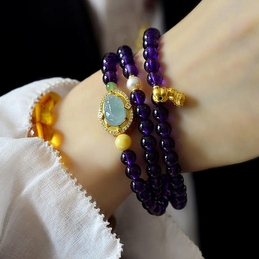 【宫里手串】紫水晶貔貅多圈手串 JD 商品图0
